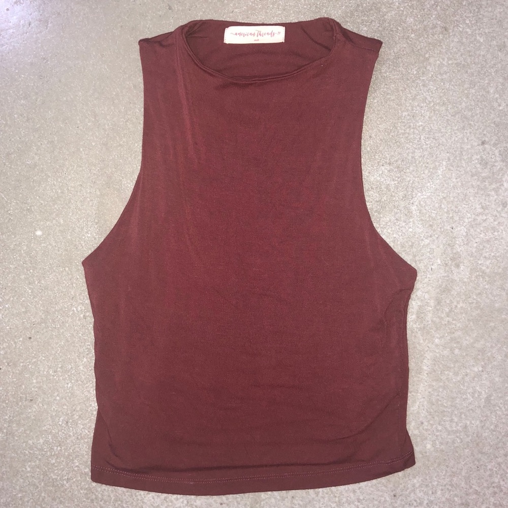 American Threads- Burgundy Tank Top (Size: Small)